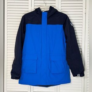 Lands End Squall Jacket Boys Husky XXL 18H-20H Blue Navy Fleece Lined Waterproof
